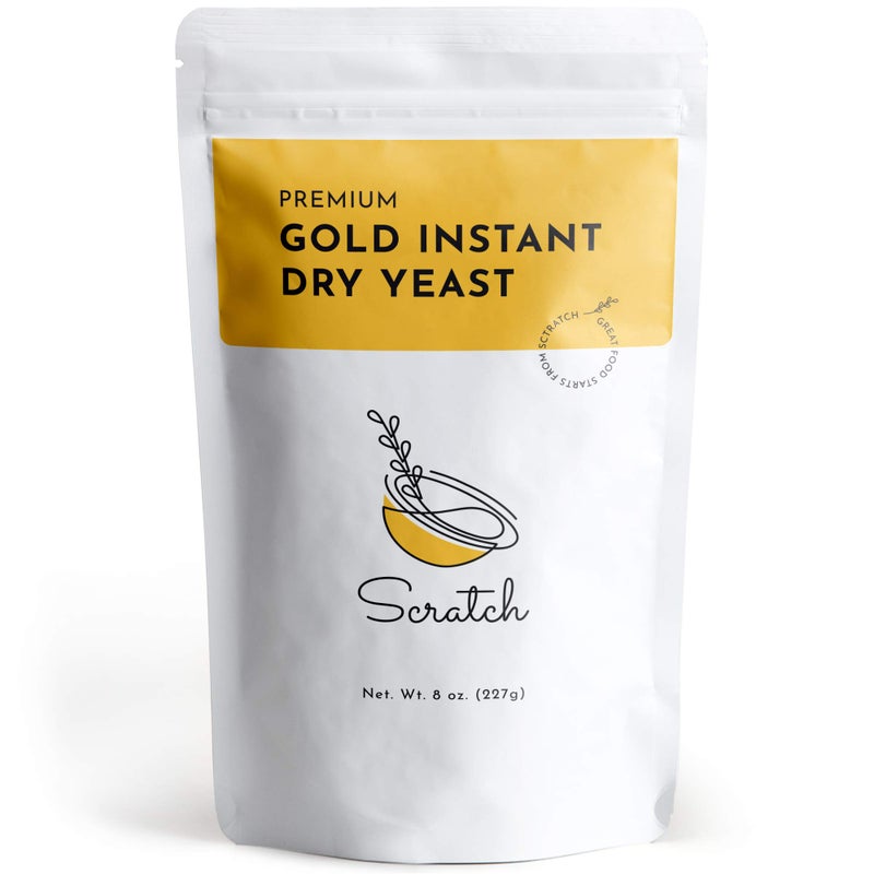 Scratch Gold Yeast - Instant Dry Yeast for a Rapid Rise - Add Straight to Dry Mix - Perfect for Making Bread, Bread Machines, Pizza Dough, Crusts & More - (Gold 8oz) (1 Packet) - Image 1